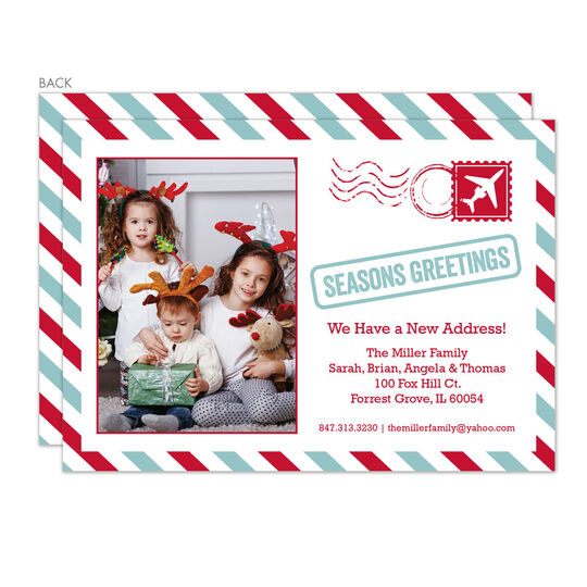 Red Holiday Letter Photo Moving Announcements